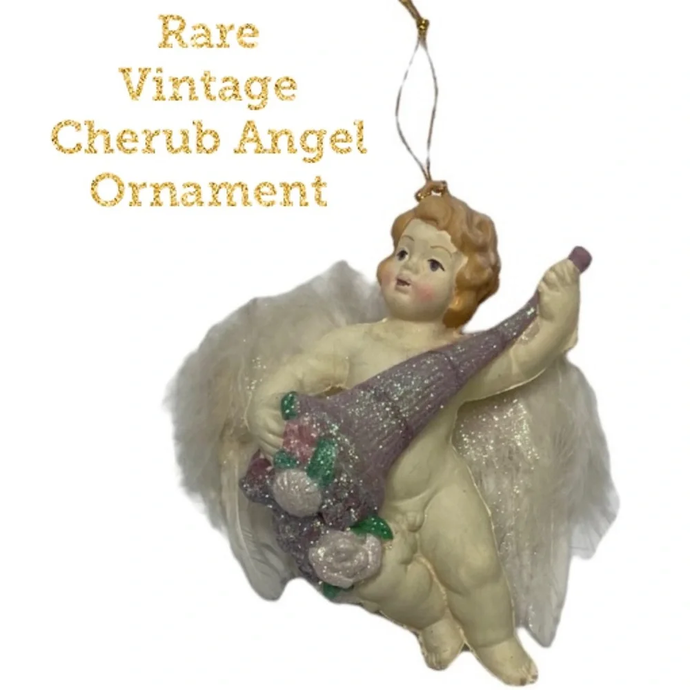Cherub Angel Victorian Old World Rare Vintage Christmas Ornaments Decorations